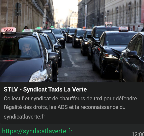 Taxis parisiens - Syndicat Taxis La Verte